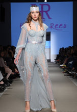 Load image into Gallery viewer, Haute Couture evening gown, hand-sewn tulle and lace, with train and adjustable corset

